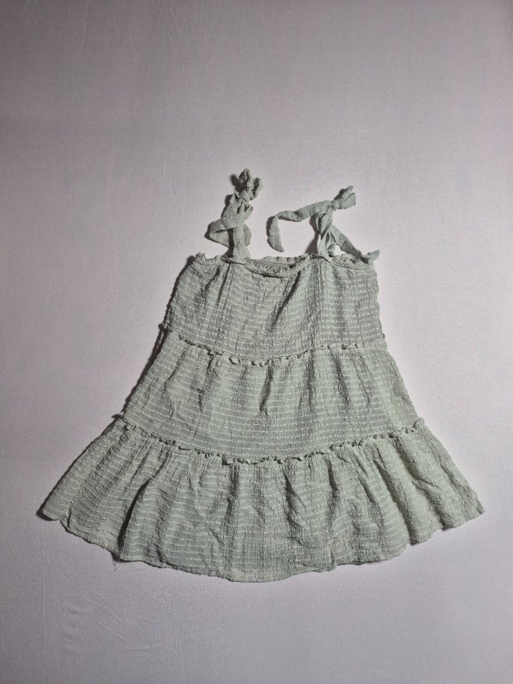 Altar'd State Sage Green Smocked Dress Medium Ruffle Tiered Boho ottagecore Mini